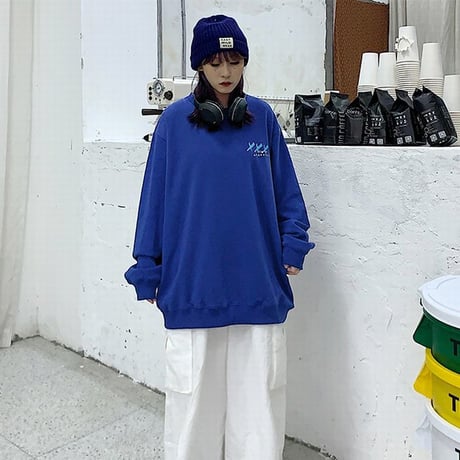 ユニセックス トレーナー プルオーバー 裏起毛 韓国ファッション メンズ レディース スウェット バツペイント ストリート DTC-610354120141