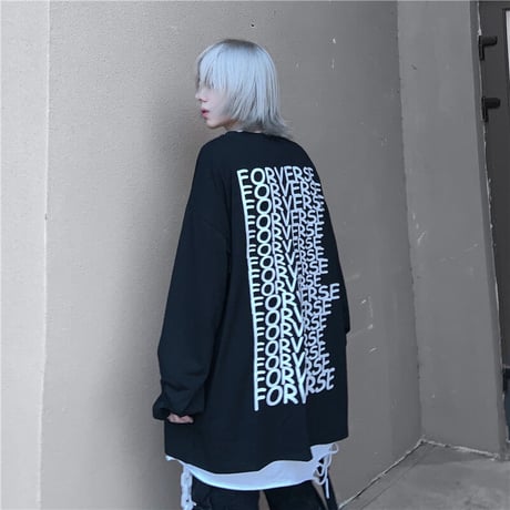 ユニセックス 長袖 Tシャツ メンズ レディース 英字 バックプリント ロンT オーバーサイズ 大きいサイズ ストリート TBN-610491915745