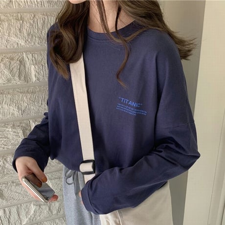 【2カラー】 Tシャツ 長袖 プルオーバー ロングTシャツ ロンT カットソー ゆったり レトロ 韓国ファッション レディース 大人可愛い ガーリー カジュアル DTC-653252603636