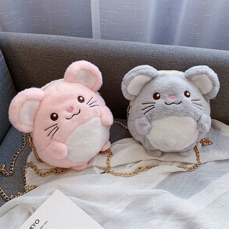 ミニ ファーバッグ ネズミ マウス 干支 韓国ファッション バッグ ぬいぐるみ ショルダーバッグ 斜め掛け ハンドバッグ メッセンジャーバッグ ミニバッグ (DTC-602079137165)