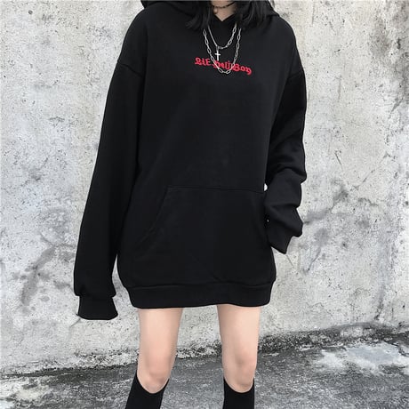 ユニセックス プルオーバー パーカー メンズ レディース 悪魔の耳と羽 オーバーサイズ ルーズ 大きいサイズ ストリート TBN-604130357724