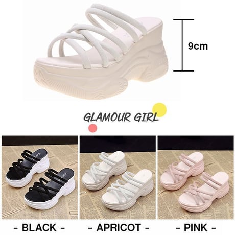 プラットフォーム 厚底サンダル クロスストラップ 22.5～24.5cm 9cmヒール オープントゥ 韓国ファッション レディース サンダル 厚底 トレンドDTC-636833029178)