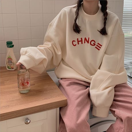 トレーナー ロンT 薄手 薄手トレーナー オーバーサイズ ラウンドネック ルーズ レトロ 韓国ファッション レディース ガーリー カジュアル ストリート系 DTC-655296556038