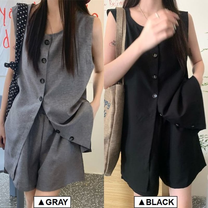 セットアップ 上下セット ロングベスト ショートパンツ 2点 セットアップ 上下セット ロングベスト ショートパンツ 2点