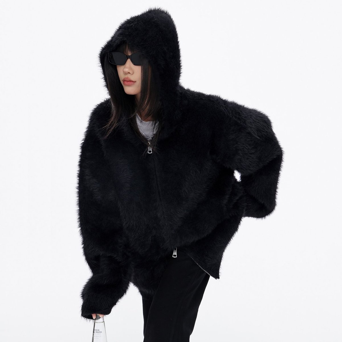 ダブルジップ ファーパーカー ボアパーカー フェイクファー ファー