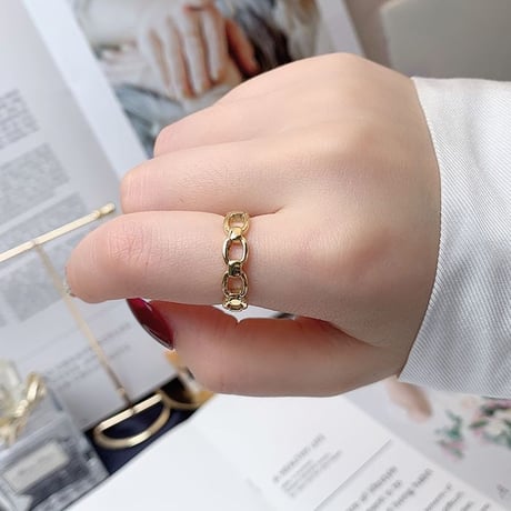 リング 指輪 チェーン 金属アレルギー対応 レディース イエローゴールド チタンスチール アクセサリー DTC-618552582578