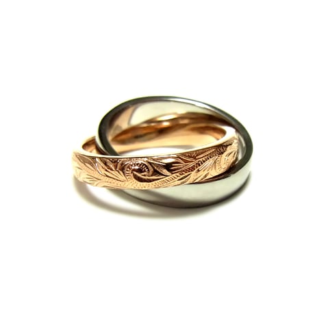 【HAWAIIANJEWELRY / ハワイアンジュエリー】 2連 リング 指輪 K14コーティング ピンクゴールド シルバー サージカルステンレス ステンレス ノンアレルギー (grs8653)