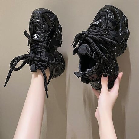 厚底スニーカー グリッター 22.0～24.5cm ラメ 厚底 ダッドスニーカー スニーカー ダッドシューズ スポーツ カジュアル 韓国ファッション レディース DTC-734896092511