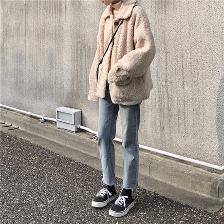 韓国ファッション ショートコート ジャケット もこもこ シングルブレスト コート 大きいポケット 大人カジュアル 秋 冬 オルチャン 韓国 レディース (DTC-603700733049)