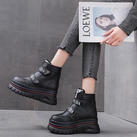 厚底 ダットスニーカー ヒール6cm ハイカット 22.5～24.5cm 韓国ファッション レディース 厚底スニーカー ハイトップ スニーカー カジュアル スポーツ 632308455327
