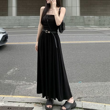ベアトップワンピース チューブトップ ワンピース ハイウエスト ギャザー ロングワンピース Aライン レトロ 韓国ファッション レディース 大人可愛い ガーリー DTC-720302473669