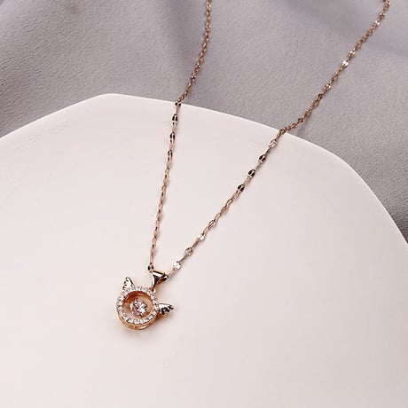 サークル ネックレス 天使の羽 チェーン付き 金属アレルギー対応 CZ ペンダント アクセサリー チタン メッキ 韓国アクセサリー DTC-622240378318