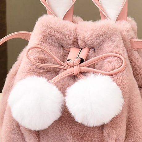 耳付き ファーバッグ ふわふわ もこもこ 巾着バッグ 肩掛け ショルダーバッグ ファーボンボン レディース バッグ (DCT-582166989683)