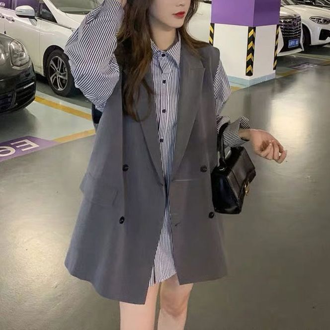 グレー ストライプ ジャケット ベスト セットXLサイズ AIR SWING SUITS TWIN STRIPE ベスト
