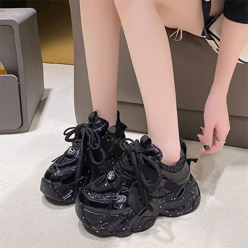 厚底スニーカー グリッター 22.0～24.5cm ラメ 厚底 ダッドスニーカー 
