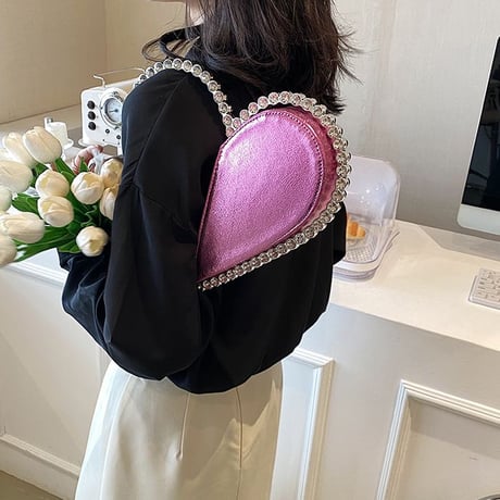 ビジュー ハート ハンドバッグ 肩掛け キラキラ オールシーズン ミニバッグ レトロ 韓国ファッション レディース 大人可愛い ガーリー DTC-708332837311