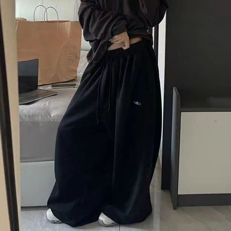 スウェットパンツ ワイドパンツ ウエストゴム ハイウエスト ボトムス 体型カバー イージーパンツ ゆったり レトロ 大人可愛い ガーリー カジュアル DTCA-941222101022