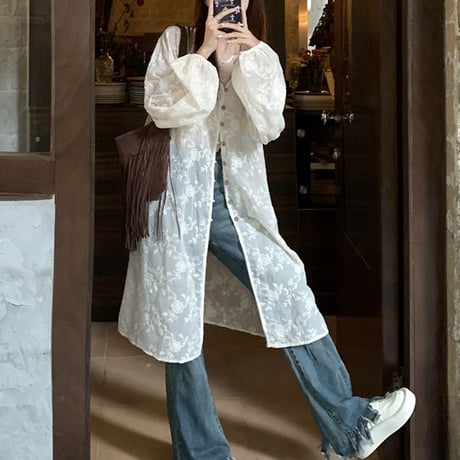 2点セット 単品購入可 ビスチェ ロングカーディガン ホルターネック タッセル シアー  Vネック 刺繍 レトロ 韓国ファッション レディース 大人可愛い ガーリー DTC-769545362419