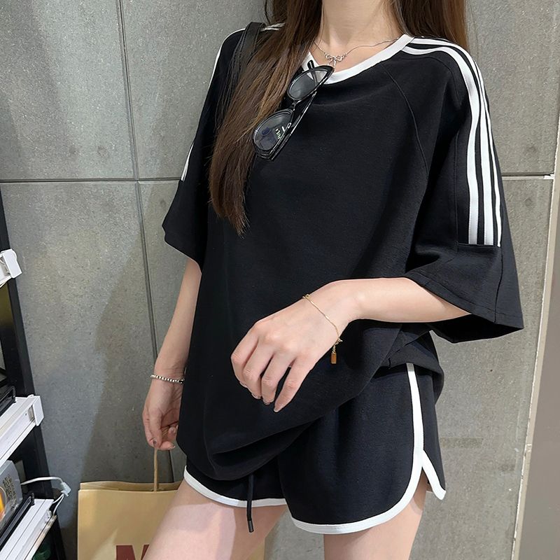 セットアップ 半袖 トップス ショートパンツ スポーティー 全3色 セットアップ サイドライン Tシャツ ショートパンツ 半袖
