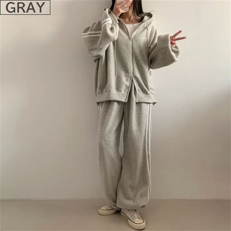 セットアップ 上下セット スウェット サイドライン ダブルジップ