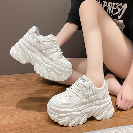厚底 ダッドスニーカー 22.0～24.5cm レースアップ スニーカー ダッドシューズ スポーツ 厚底スニーカー カジュアル 靴 韓国ファッション レディース DTC-733970773004