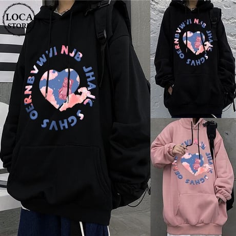 ユニセックス パーカー プルオーバー クマちゃん 裏起毛 オーバーサイズ 韓国ファッション メンズ レディース カジュアル 韓国ストリートファッション DTC-655460613025