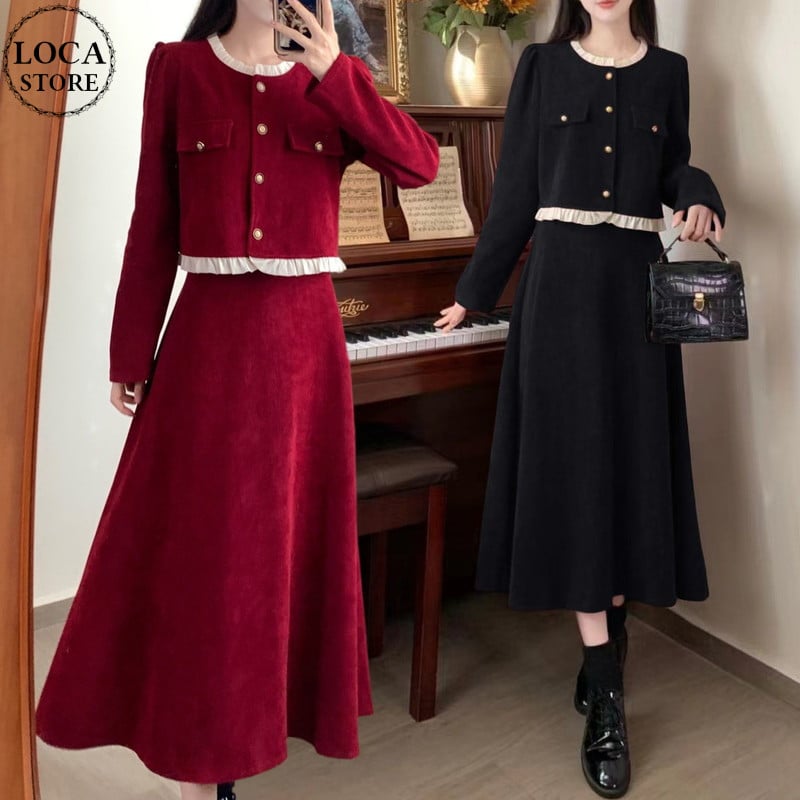 セットアップ 2点セット コーデュロイ ショートジャケット ロング