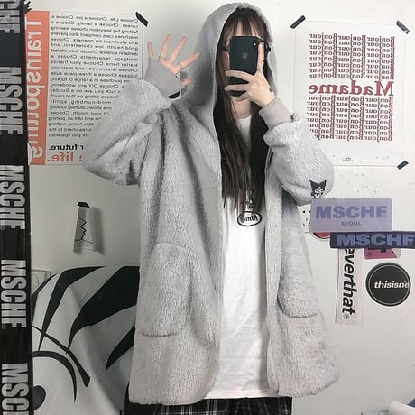 ボアフリースパーカー もこもこ ラムウール オーバーサイズ 韓国ファッション レディース フリース ジップアップ 防寒 ボア 長袖 ゆったり 大人可愛い ガーリー DTC-628626059381