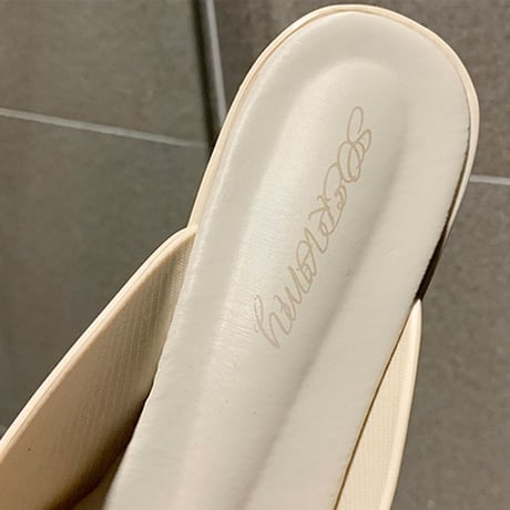 【Soervimy】 ラバーミュール レインシューズ ラバーサンダル ヒール4cm リボン 韓国ファッション レディース チャンキーヒール 雨 梅雨 ラバー 防水 61741167237