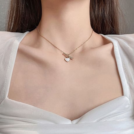 ハートネックレス キューピッドの矢 アロー ネックレス チェーン付き ハート  金属アレルギー対応 アクセサリー チタンスチール 韓国アクセサリー 韓国ファッション DTC-628030515752
