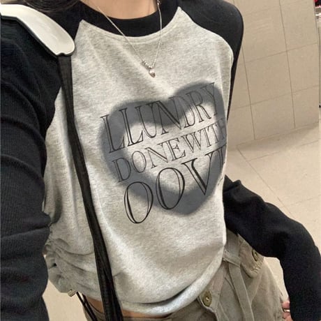 tシャツ 長袖 ドロスト ショート丈 ドローコード ドローストラップ ロンT 韓国ファッション レディース 大人可愛い ガーリー カジュアル DTC-701979946262