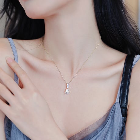 ネックレス CZ チェーン付き ペンダント アクセサリー 合金 K14メッキ シンプル ジュエリー DTC-645590525571