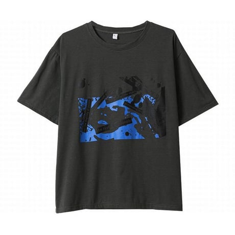 ユニセックス Tシャツ 半袖 幾何学 グラフィティプリント オーバーサイズ 韓国ファッション メンズ レディース トップス カジュアル ストリートファッション DTC-644775769961
