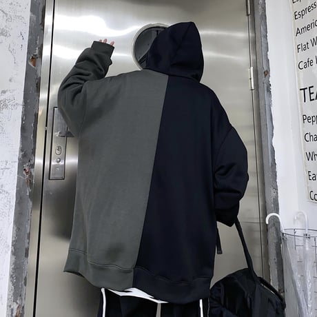 ユニセックス パーカー アシンメトリー 重ねデザイン プラスベルベット ルーズ 韓国ファッション メンズ レディース 男女兼用 アシメ カジュアル ストリート系 DTC-634512223674