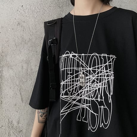 ユニセックス Tシャツ 半袖 メンズ レディース ラウンドネック 英字 グラフィティプリント オーバーサイズ 大きいサイズ ルーズ ストリート TBN-613494810897