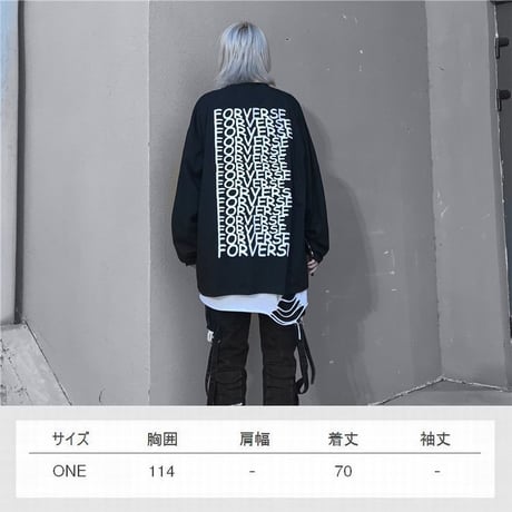 ユニセックス 長袖 Tシャツ メンズ レディース 英字 バックプリント ロンT オーバーサイズ 大きいサイズ ストリート TBN-610491915745