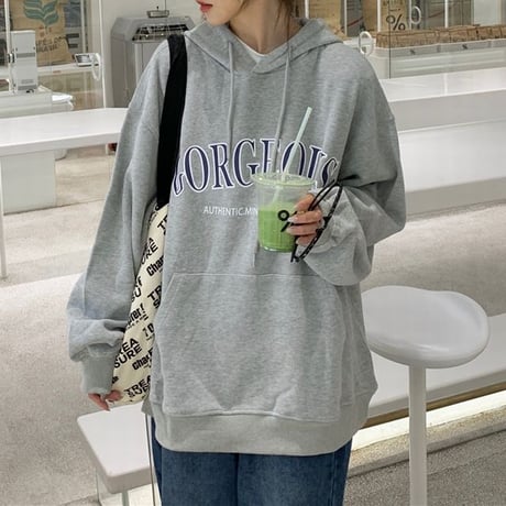 プルオーバー パーカー オーバーサイズ トップス 裏起毛 プラスベルベット レトロ 韓国ファッション レディース ガーリー 大人カジュアル カジュアル ストリート系 DTC-656645896321