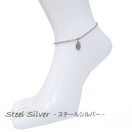 ハワイアンジュエリー アンクレット 金属アレルギー対応 刻印可能 オーバル クラシカル スクロール 波 ハワジュ サージカルステンレス アクセサリー インスタ Ank-jyx39-8971