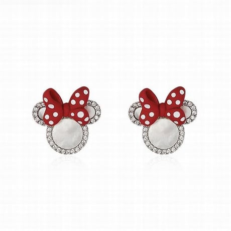両耳 ピアス ディズニー Disney ミニーマウス ミニー キラキラ コラボ キラキラ シェル 合金 シルバー925 アクセサリー DTC-608237985997