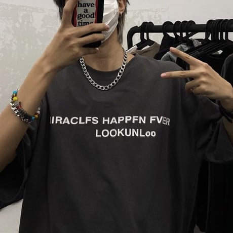 ユニセックス Tシャツ 半袖 ドロップショルダー ラウンドネック オーバーサイズ 韓国ファッション メンズ レディース トップス カジュアル ストリートファッション DTC-638055341572