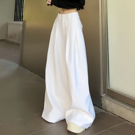 ワイドパンツ タックパンツ スラックス フレアパンツ ハイウエスト ボトムス ストレートパンツ ズボン レトロ 大人可愛い ガーリー DTCA-895514357720