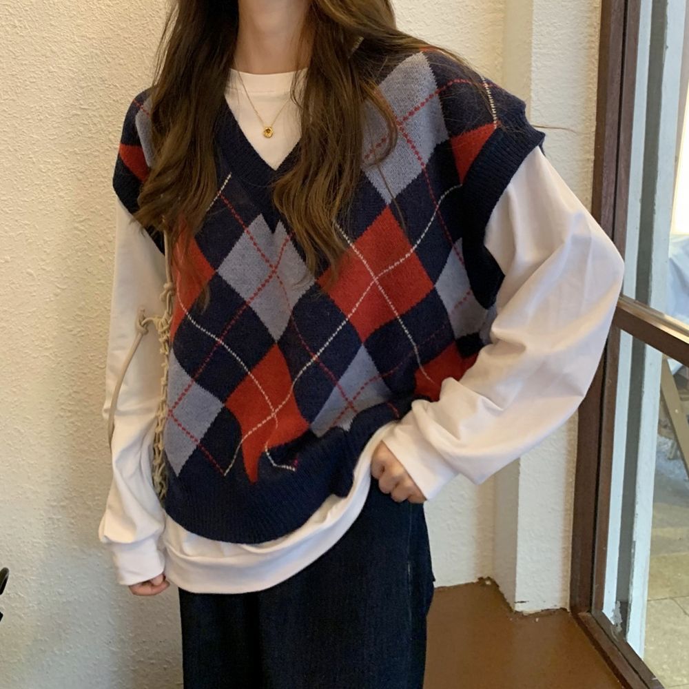 希少】Miumiuアーガイルチェックニットベスト