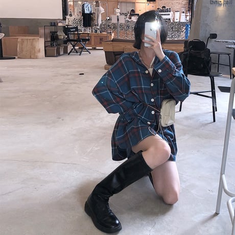 セットアップ チェックシャツ ＋ チェックスカート 韓国ファッション レディース 2点セット チェック柄シャツ スカート 大人可愛い ガーリー カジュアル DTC-626896701811