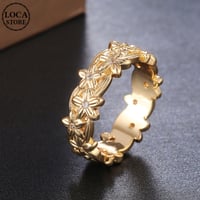 ハワイアンデザイン リング 指輪 花 プリメリア 石 レディース メンズ メッキ K14ゴールド 銅 アクセサリー DTC-a631247617841
