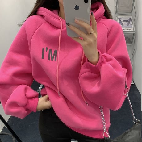 パーカー 3色 グレー ピンク ホワイト プラスベルベット ルーズ 韓国ファッション レディース 大人可愛い かわいい ガーリー 634030164430