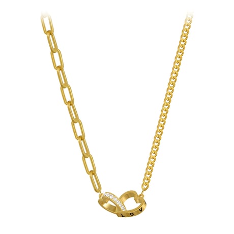 ダブルハート ネックレス CZ チェーン付き レディース ペンダント 合金 アクセサリーDTC-633357761746)