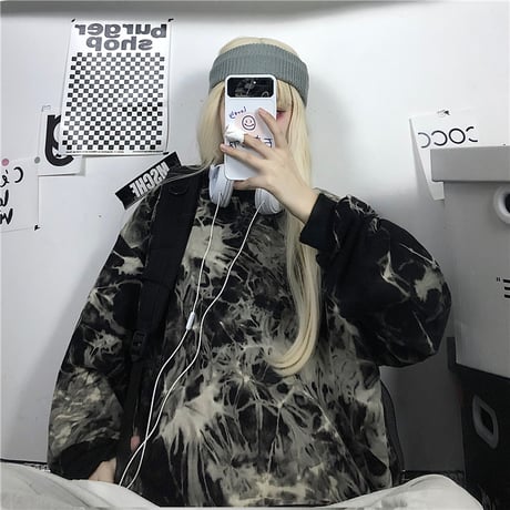 ユニセックス トレーナー プラスベルベット メンズ レディース タイダイ染め スウェット オーバーサイズ 大きいサイズ ルーズ ストリート TBN-629603768766