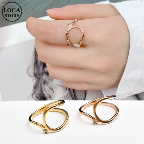 リング 指輪 CZ 金属アレルギー対応 イエローゴールド ローズゴールド チタンスチール キラキラ アクセサリー DTC-607468572172