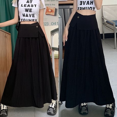 ハイウエスト ロングスカート Aライン スカート レトロ 大人可愛い 韓国ファッション レディース ガーリー DTC-724937685314