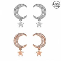 ピアス イヤリング ムーン スター 月 星 ラインストーン キラキラ 韓国アクセサリー クリップ キャッチ 合金 シルバー925 アクセサリー DTC-576399845458